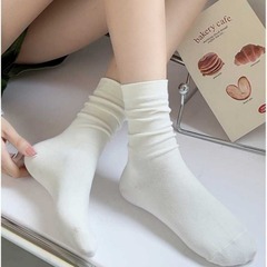 百搭純色中筒襪女 春秋季薄款舒適襪日系堆堆襪鬆口月子襪批發
