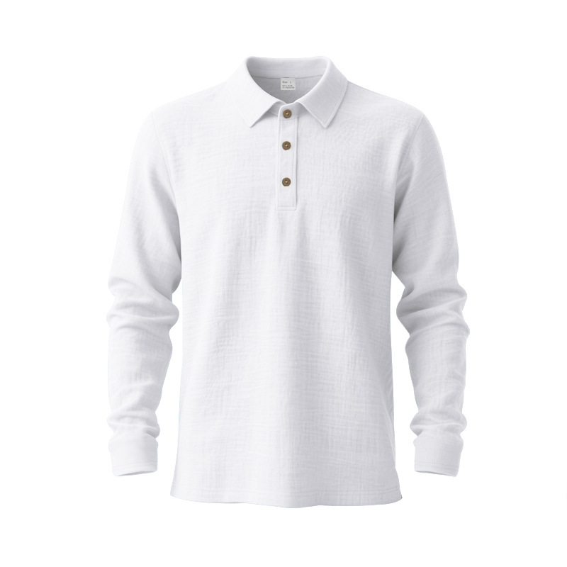 Linen Men's Long Sleeve American Style Loose Fit Autumn New Arrival Heavyweight T-Shirt Light Mature_viptrois.com