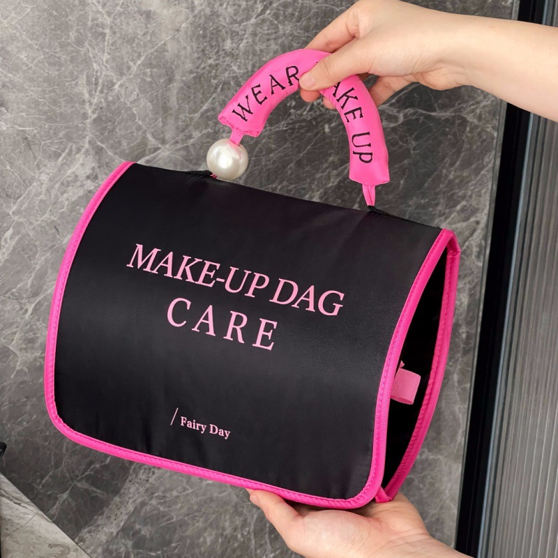 2024 nuevo bolso de lavado de perlas cuatro en uno portátil de gran capacidad alta sensación plegable bolsa de maquillaje para productos de cuidado de la piel de viaje