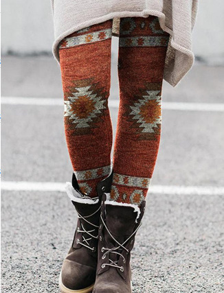Damen Leggings Mit Buntem Joker-print Und Elastischem Bund_voghion.com