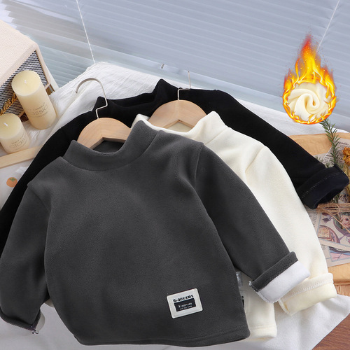 Children's base shirt new autumn and winter stylish versatile top unisex children padded thick sweatshirt long sleeve children's clothing