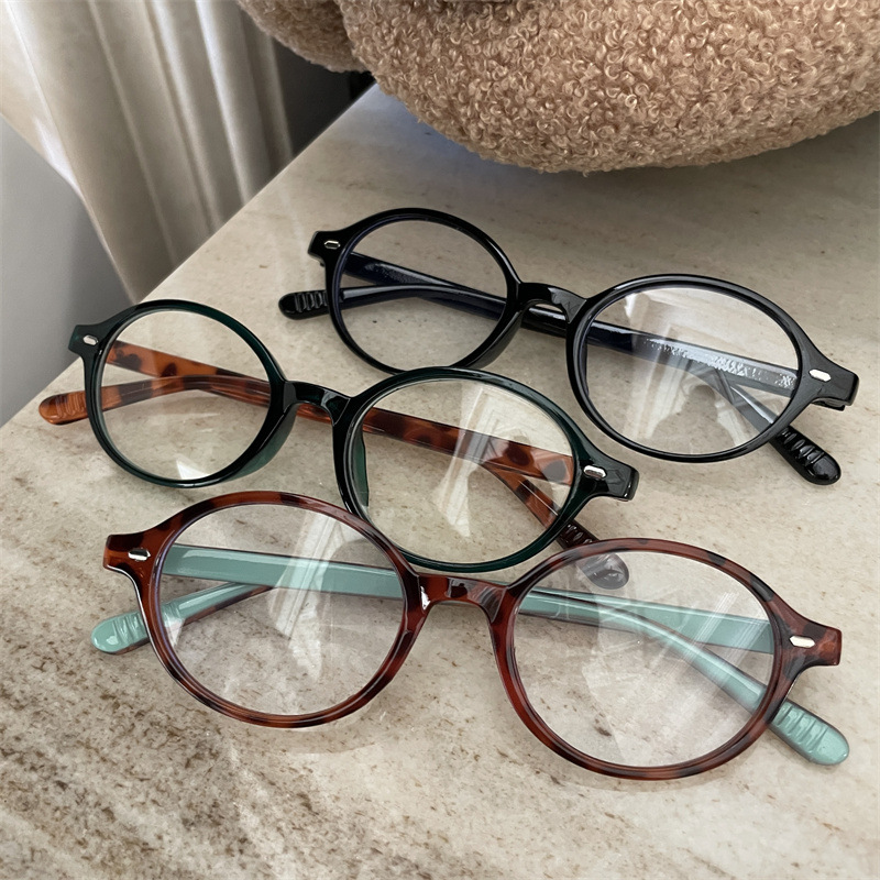 韓国ins博主fever同モデルのべっこう色の中古風な質感の張元英同モデルのオタクメガネの平光