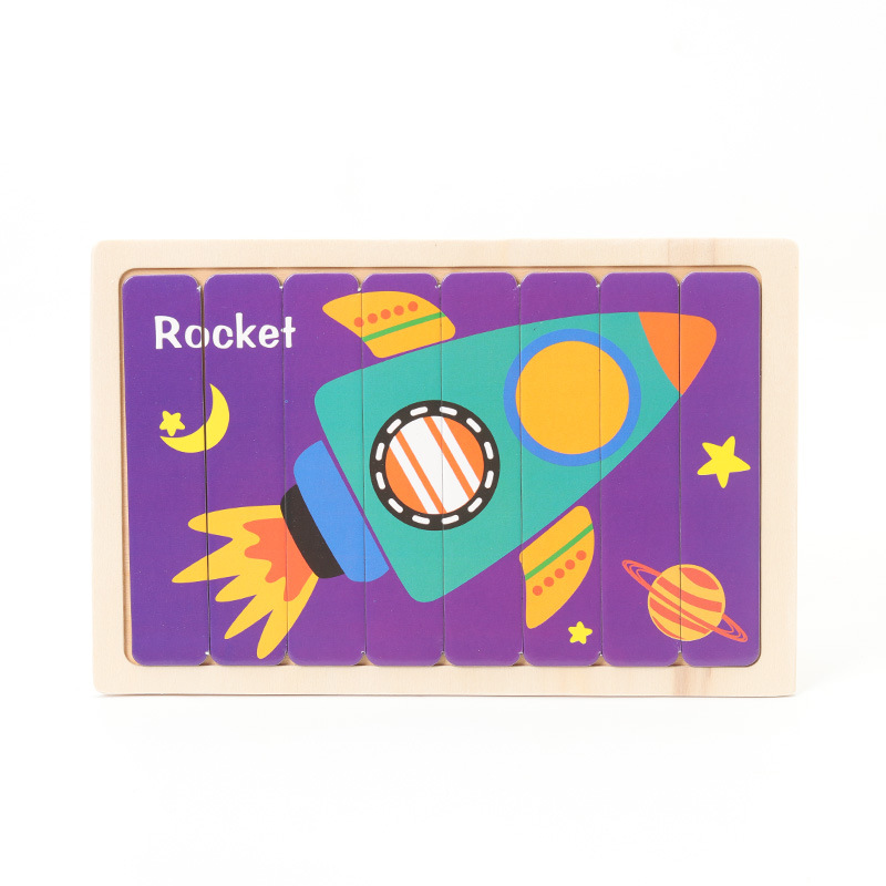 Venta directa de fábrica de bloques de construcción en forma de tira Montessori para bebés, rompecabezas de juguetes educativos para niños, venta al por mayor transfronteriza de juguetes de madera para ensamblar.