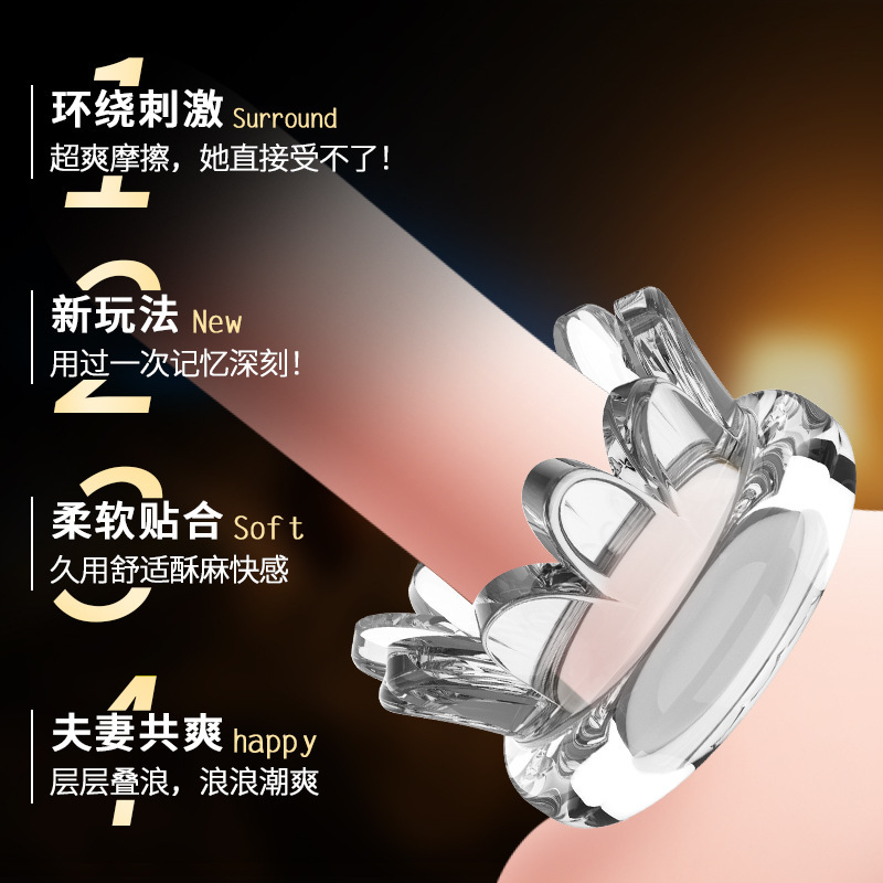 Pineapple-Shaped TPE Cock Ring, Textured Delay Ring for Men, Translucent Blue — detail image 2
