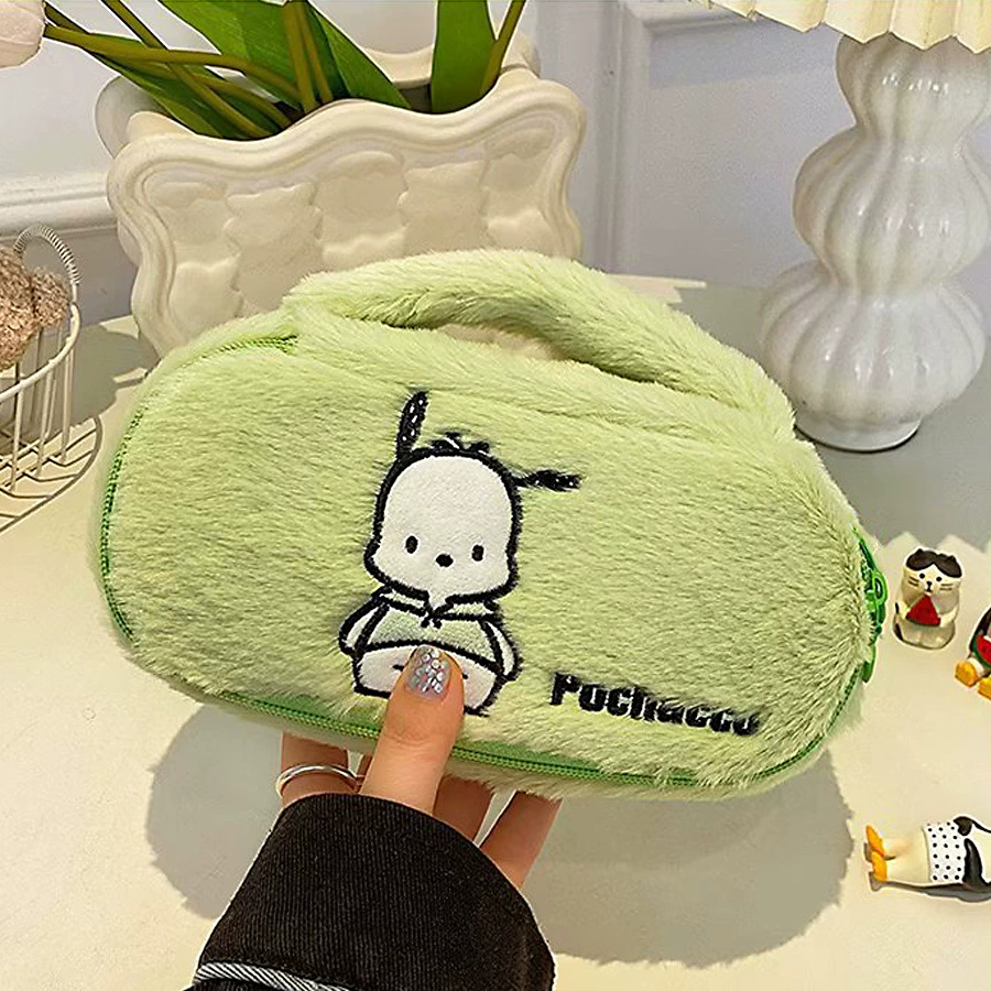 Плюшевый пенал Sanrio Hello Kitty, вместительный портативный канцтовары, многоразовый (22×12×3 см)