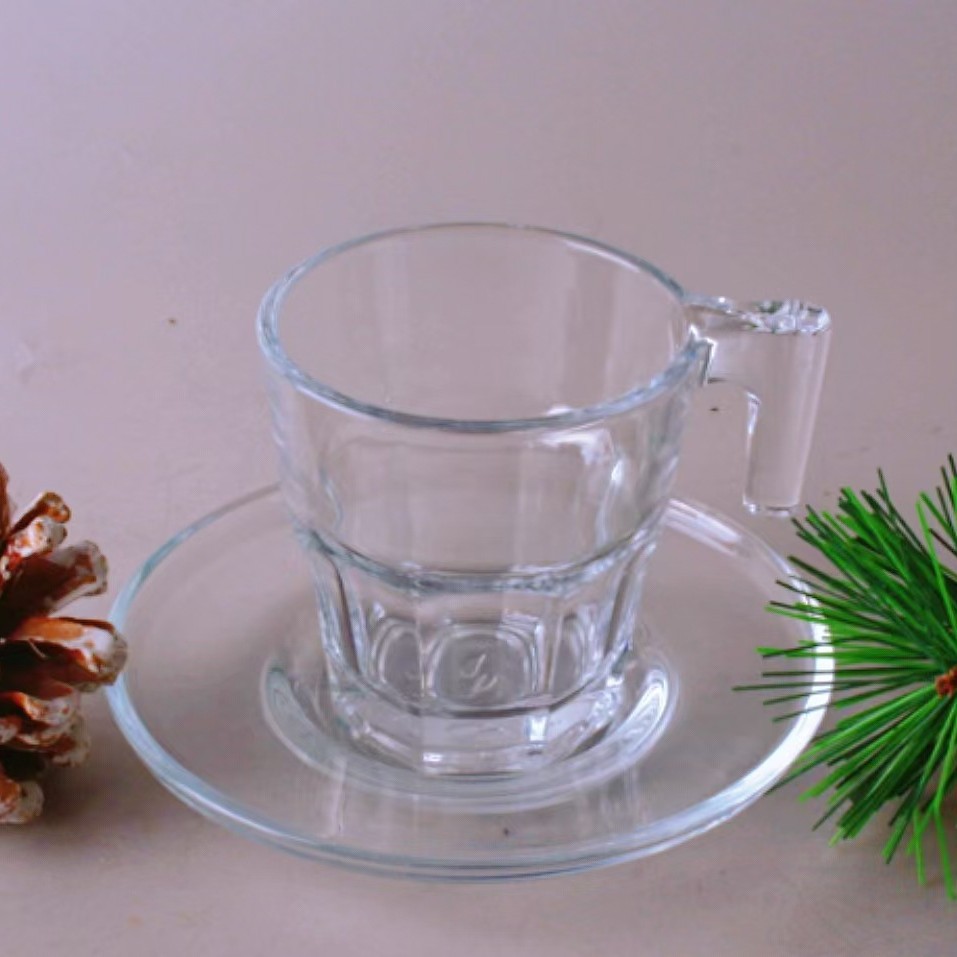 Cintas transparentes de alta calidad con vasos y platos para tazas de té caseras, tazas de café, restaurantes, diseño simple