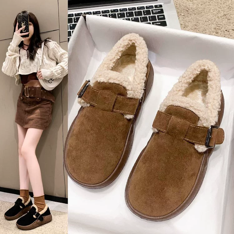 Обувь Мао, Женская осенне-зимняя одежда, новинка 2022 года, хлопчатобумажные туфли на флисовой подкладке, студенческие туфли на плоской подошве в Корейском стиле, ступенчатые туфли