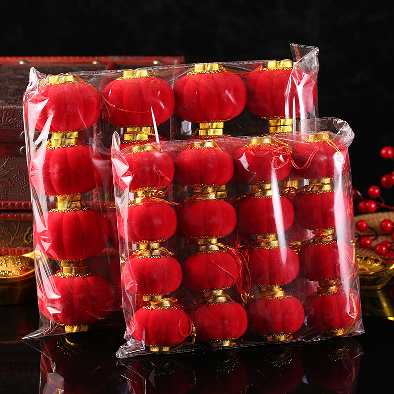 Linternas flocadas al por mayor Festival de Primavera decoración interior bonsai colgante gran rojo Jinfu linterna bonsai colgante