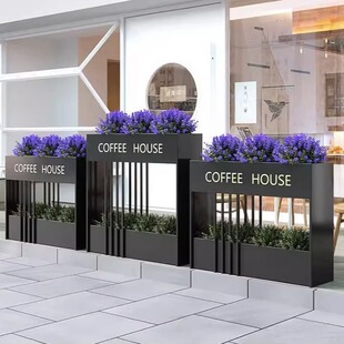 Outdoor Stainless Steel Iron Galvanized Plate Flower Box Planting Box Outdoor Partition Fence Square Courtyard Flower Bed Flower Trough