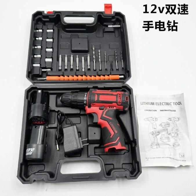 12v taladro eléctrico recargable de doble velocidad destornillador eléctrico herramienta eléctrica mini taladro de impacto taladro eléctrico de litio doméstico
