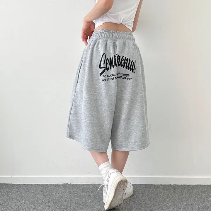 Suit Manufacturer Gray Plus-Size Korean-Style Cropped Pants Summer New Trendy Elastic Waist Niche Versatile Casual Shorts