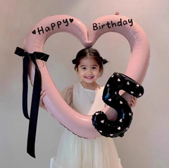 ピンク中空ラージラブフォトフレームバルーンアルミフィルム誕生日バルーン1歳の子供のパーティーレイアウト写真小道具装飾