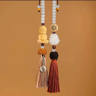 Car hanging – Men and Women - little-buddha-style-coffee-brown-double-tassel
