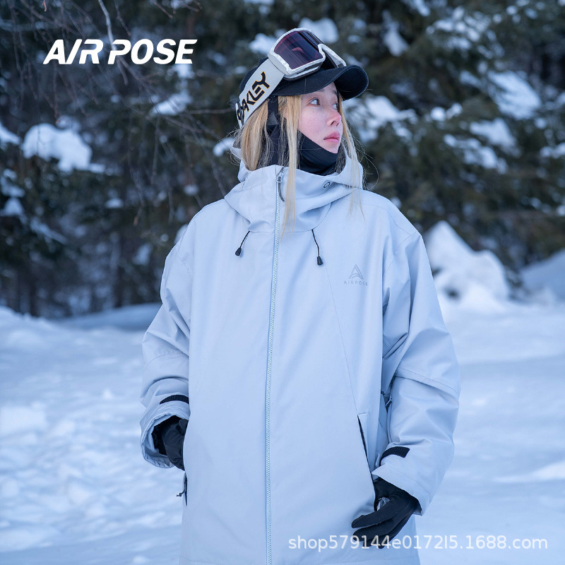 남성과 여성을위한 AIRPOSE 스키 복 겨울 3L 싱글 보드 야외 두꺼운 방풍 느슨한 미국의 새로운 스키 복