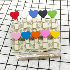 3.5cm Wooden Heart Mixed 10 Colors Small Clips DIY Accessories Message Sticky Notes Snack Photo Clips