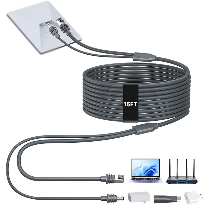 跨境2in1迷你Cable DC/USBCChargingEthernet以太网连接线网线