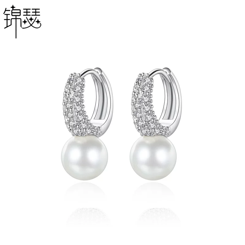 锦瑟 Серебряные серьги из жемчуга с цирконами, утончённое украшение, корейский стиль