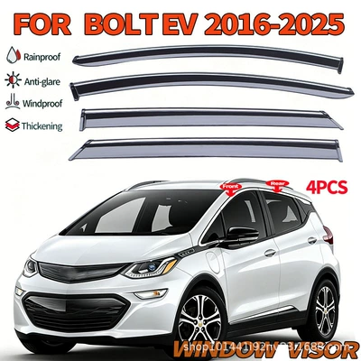 Suitable for cross-border supply Chevrolet BOLT EV Window Visor (Rain shield) - chevrolet-bolt-evmk1-2016-2025ps-with-electroplated-bright-stripsrain-guards-4-piece-set