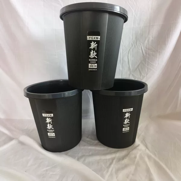 Black Plastic Trash Can for Home Use, Kitchen Cleaning Bin, Lidless Press-Ring Storage Bin, 5 Yuan Wholesale for Market Stalls