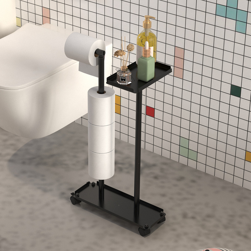 Freestanding Wheeled Removable Paper Towel Holder Multi-Functional Storage Towel Bath Towel Roll Paper Rack Large Capacity Storage Rack