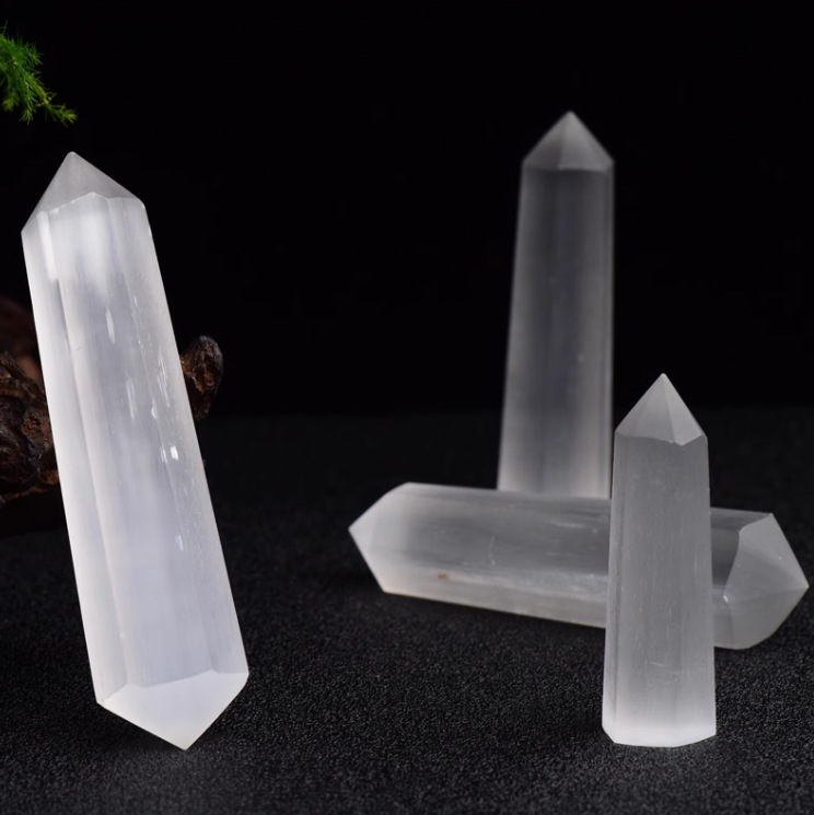 天然紫水晶黒曜石単双尖水晶柱六角柱原石磨き置物ホームリビングオフィス