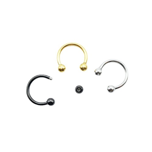 European and American cross-border stainless steel C-shaped rod horseshoe ring electroplated C-type stainless steel sharp cone nose ring piercing jewelry