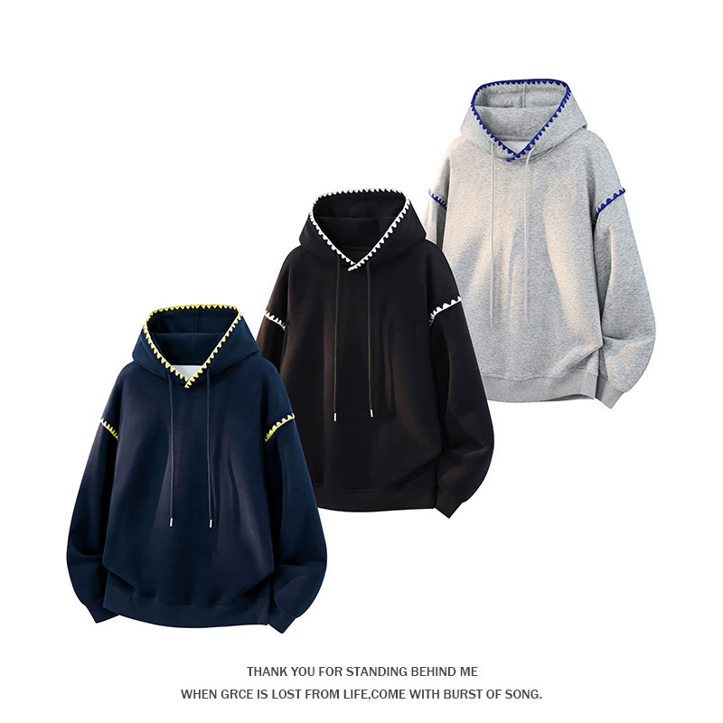 Cross-border men's hooded sweatshirt, autumn and winter 2026 new American-style shell-trim pullover jacket, casual top for teenagers Cross-border men's hooded sweatshirt, autumn and winter 2026 new American-style shell-trim pullover jacket, casual top for teenagers