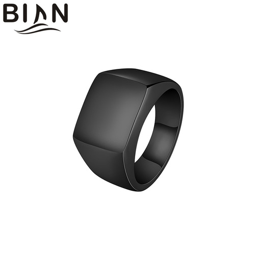 Stainless steel stylish and minimalist men's ring finger band with European and American DIY engraving, polished, versatile, square titanium steel ring