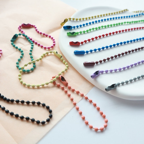 2.4mm painted bead chain DIY jewelry accessories metal keychain link wave bead chain clasp tag pendant hook connector chain