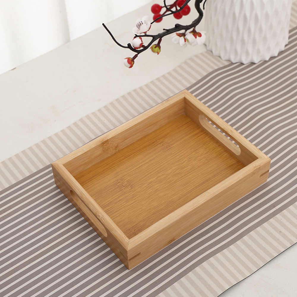 bandeja de bambú rectangular gruesa bandeja de comedor para hotel bandeja de té de bambú bandeja de madera de pan de frutas creativas de bambú