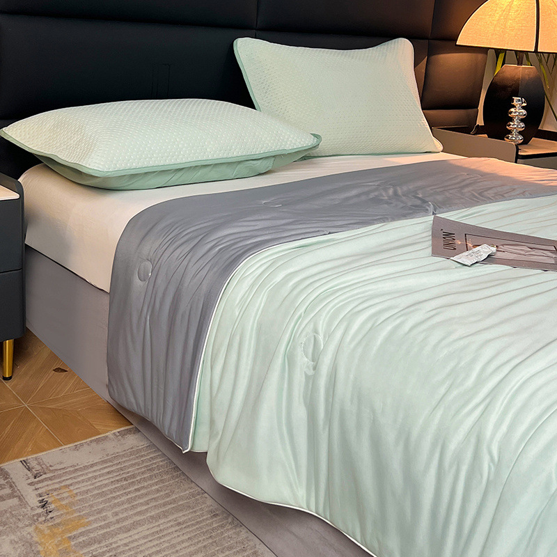 초록과 회색 (A급 유아급 기계 빨 쿨 실크 여름 이불)