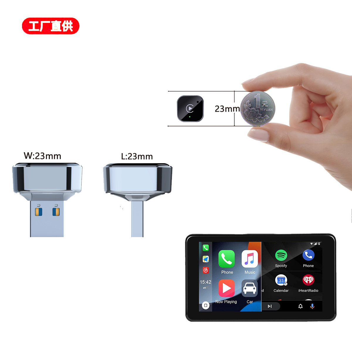 Cross-Border Two-In-One Wired to Wireless Carplay Box for Car Connectivity, Compatible with Apple, Android, and Linux Systems, Portable
