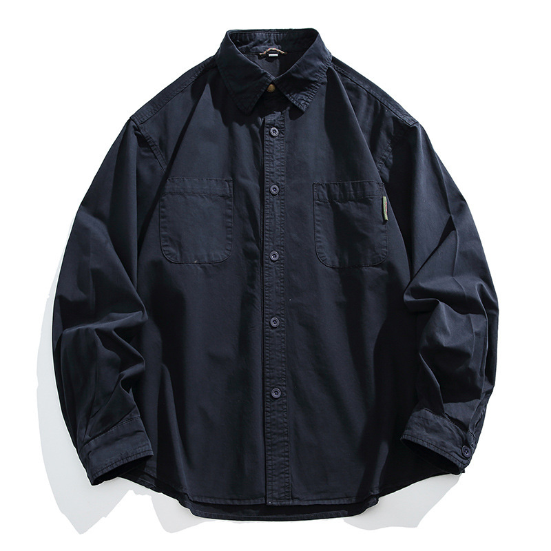 Japanese-Style Workwear Shirt for Men, Trendy Brand, Retro Heavy Loose Pure Cotton Pocket Shirt, Long-Sleeve Versatile Casual Jacket Japanese-Style Workwear Shirt for Men, Trendy Brand, Retro Heavy Loose Pure Cotton Pocket Shirt, Long-Sleeve Versatile Casual Jacket