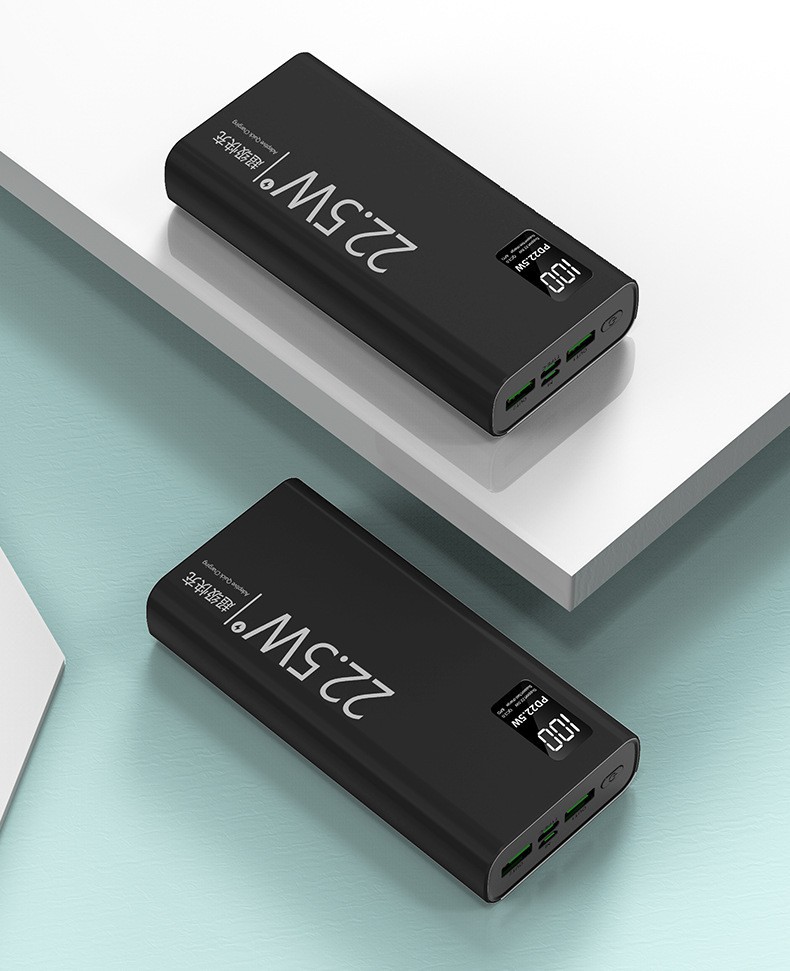 Küresel Toptan Süper Hızlı Şarj Entegre Kablolu Yüksek Kapasiteli 20000mAh Powerbank 22.5W Logo Baskılı Hediye