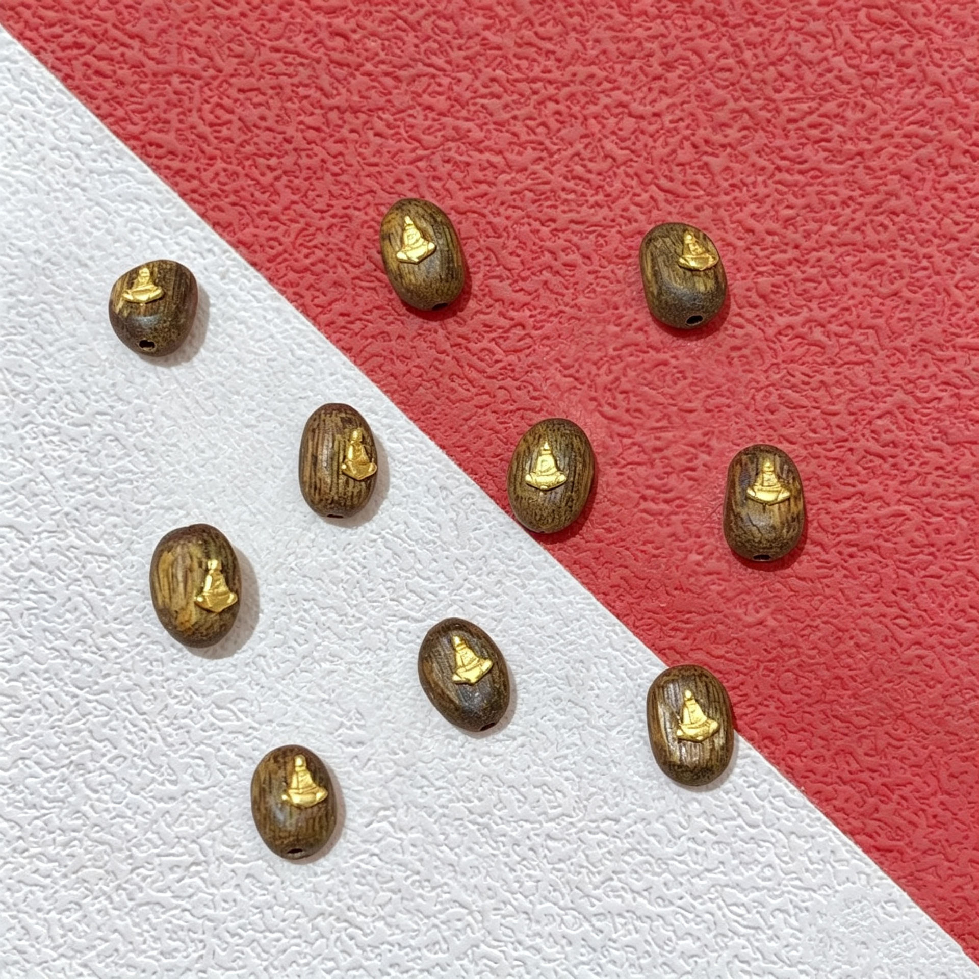 s925 ancient silver gold-plated agarwood spacer beads bracelet DIY accessories loose beads gold-plated decorative beads spacer pieces jewelry materials