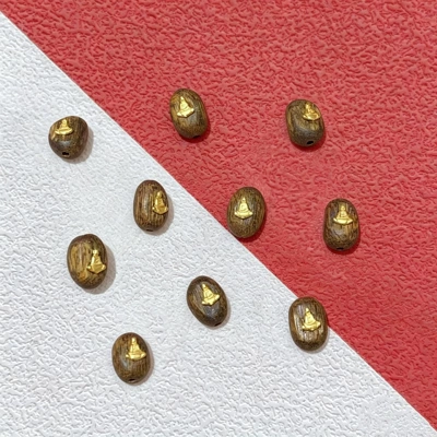s925 ancient silver gold-plated agarwood spacer beads bracelet DIY accessories loose beads gold-plated decorative beads spacer pieces jewelry materials (Zərgərlik ara hissələri) - agarwood-formless-buddhapiece-s925-silver