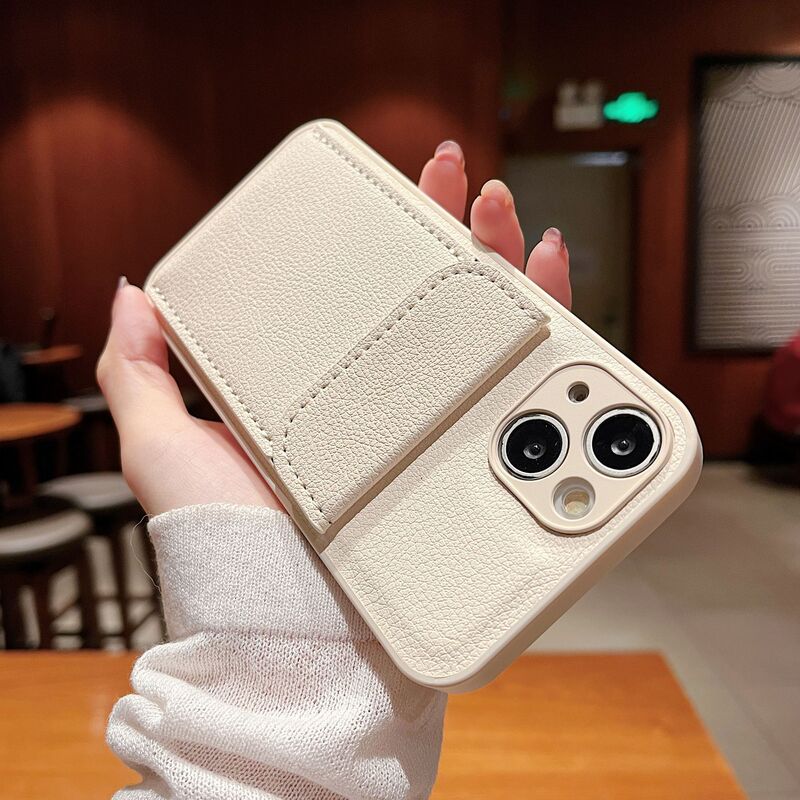 荔枝纹适用苹果17promax手机壳卡包iphone15简约12素皮全包保护套|undefined