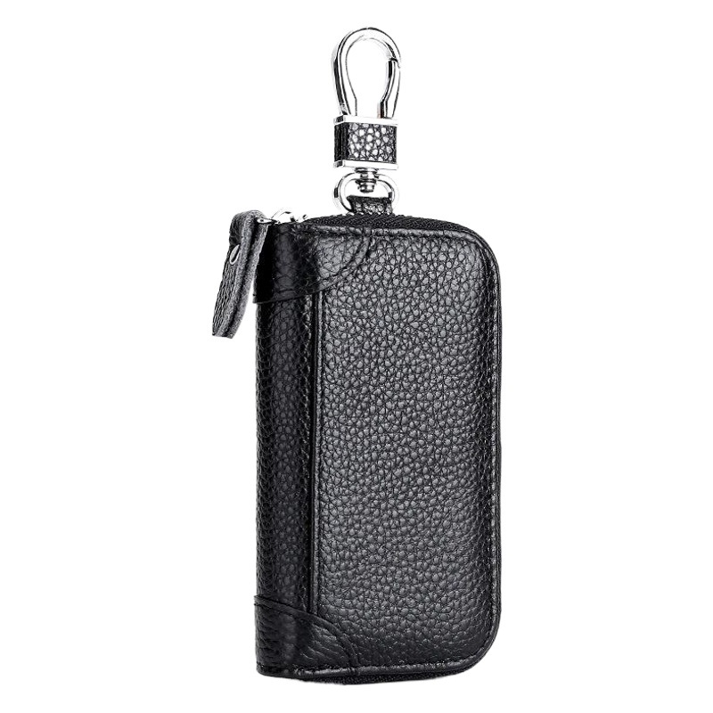 Caja de llave de cuero genuino Cremallera de los hombres al por mayor multifuncional caja de la llave del coche Personalización de llavero de cuero genuino de negocios de las mujeres