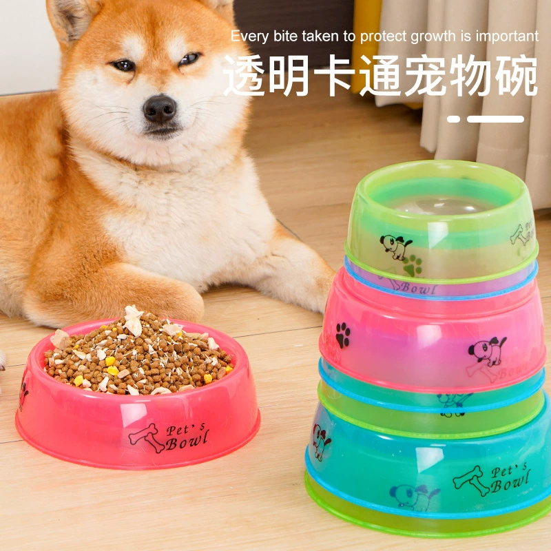 Многоцветная прозрачная печатная миска круглая миска для собак миска для кошек миска для собак питьевая вода медленная пищевая миска для предотвращения опрокидывания миска для домашних животных оптом