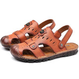 Летние сандалии, мужская трендовая нескользящая пляжная обувь для отдыха, из натуральной кожи, мягкая подошва