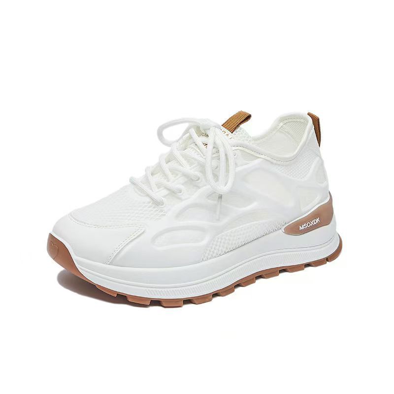Zapatos blancos transpirables de malla para mujeres 2026 verano de moda casual versátil con suela suave cómoda zapatos deportivos amortiguadores para mujeres