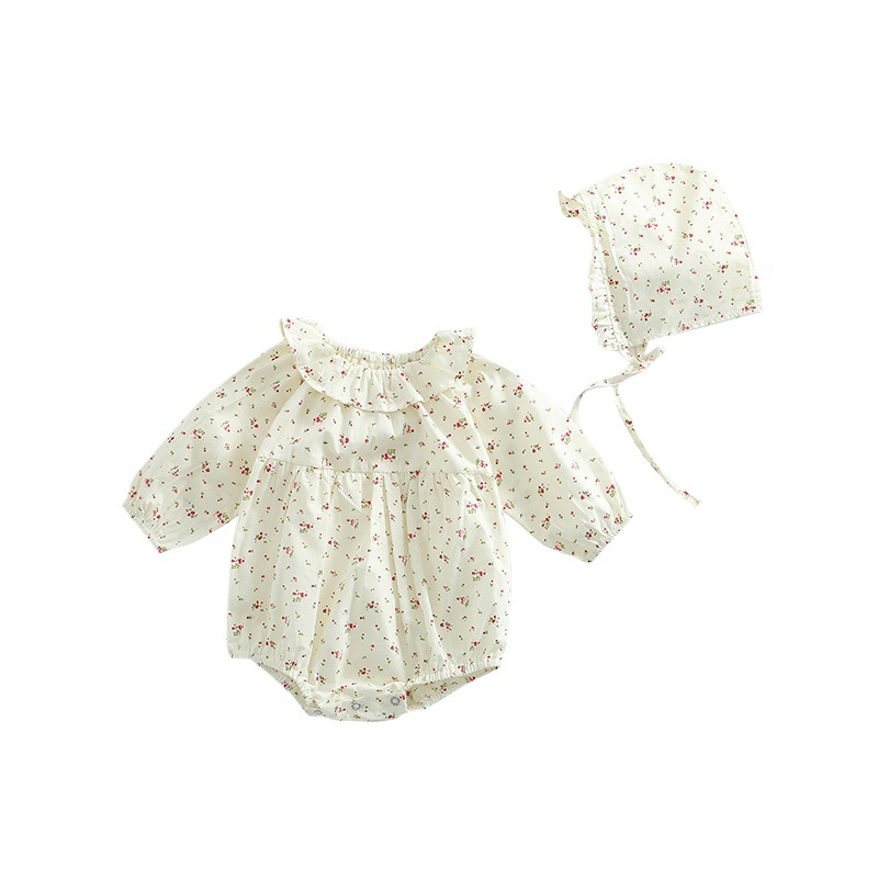 2022 estilo coreano niñas bebé algodón floral mameluco con capucha ins recién nacido versátil cómodo primavera y otoño escalada corta