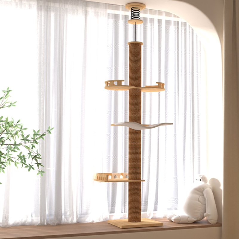 Tongtian columna gato escalada marco gato juguete gato tablero para rascar fábrica al por mayor madera maciza atrevida y fuerte poste para rascar gatos