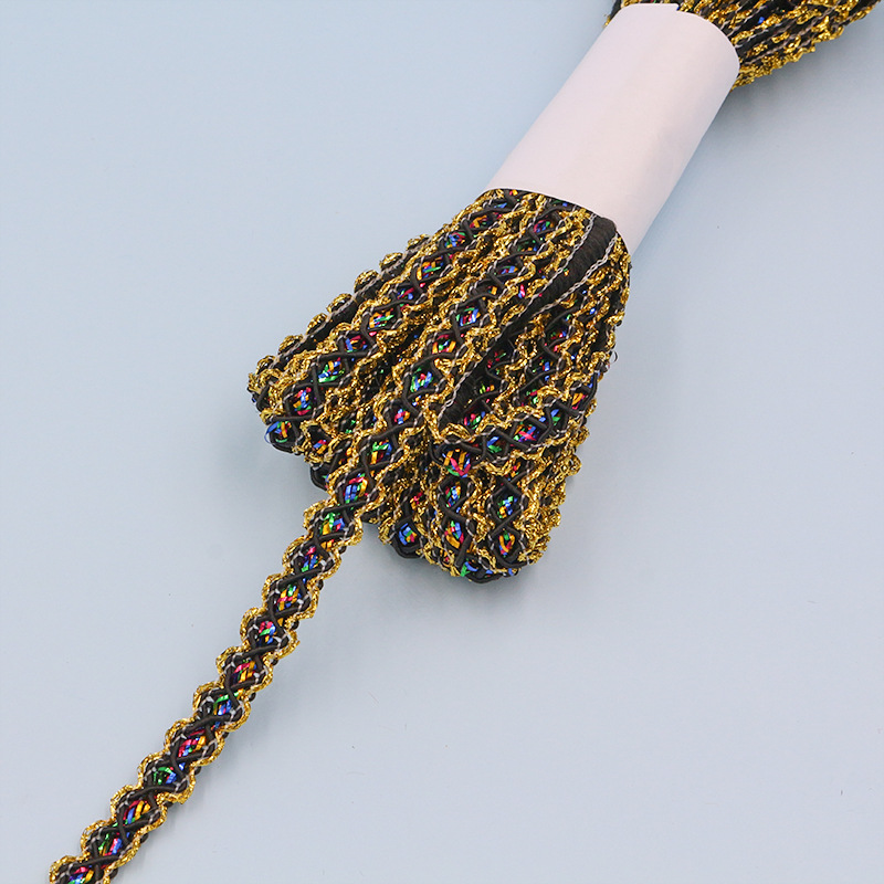 9 metros un rollo 1cm de ancho seda dorada ola encaje ropa equipaje artesanía decoración zapatos sombreros accesorios de bricolaje hechos a mano