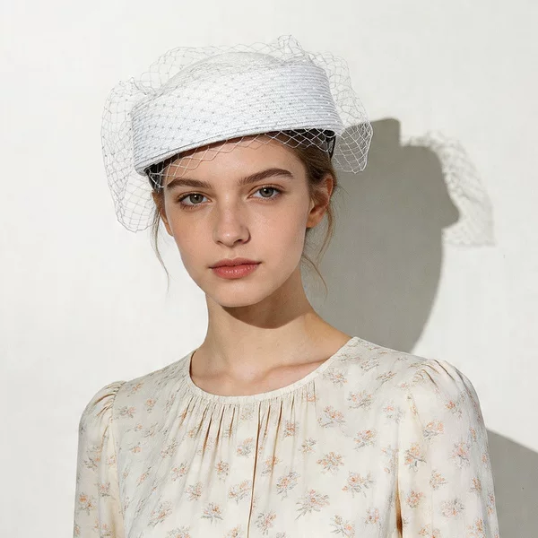 European and American 2026 New Spring and Summer British Retro Straw Hat for Women, Party and Banquet Elegant Small Hat, Fashionable Headwear