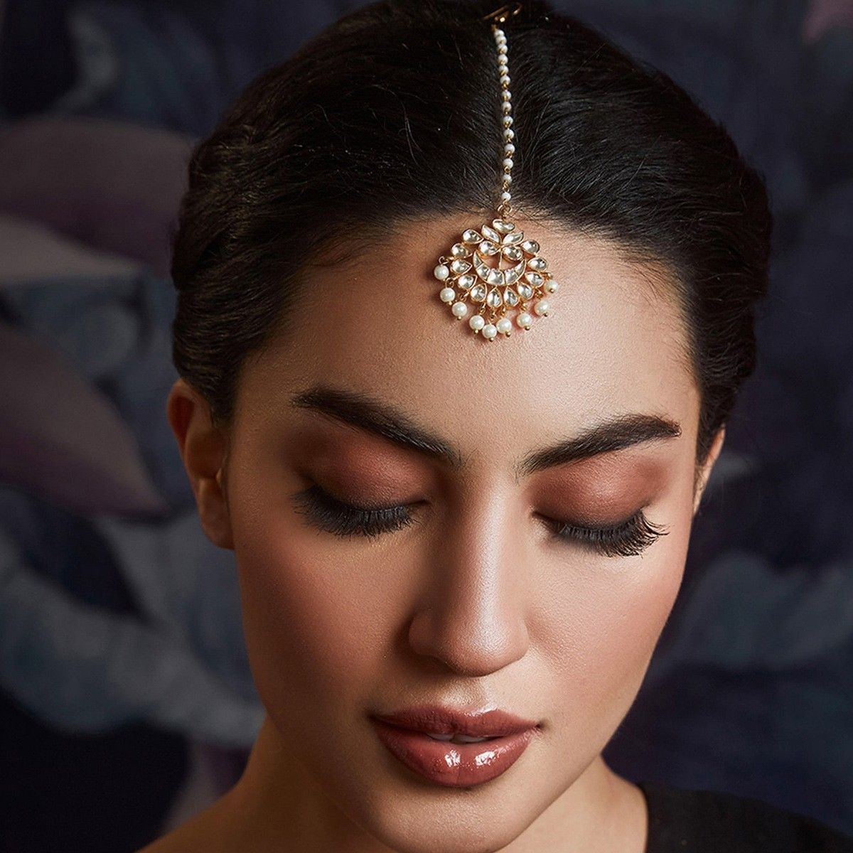 速卖通热销锆石珍珠吊坠发夹一字夹扇形水滴眉心坠发饰Hair chain