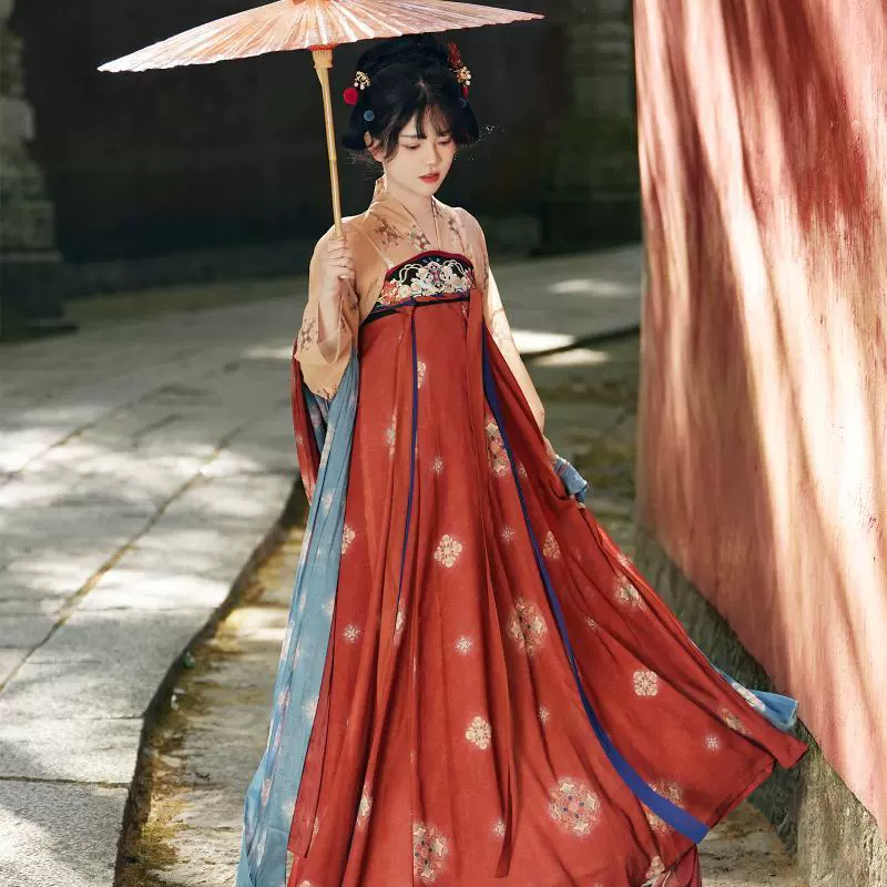 Hanfu женская реставрация ветра, изготовлена в стиле Tangqi, грудь и юбка улучшены для ежедневных весенних и летних сестер