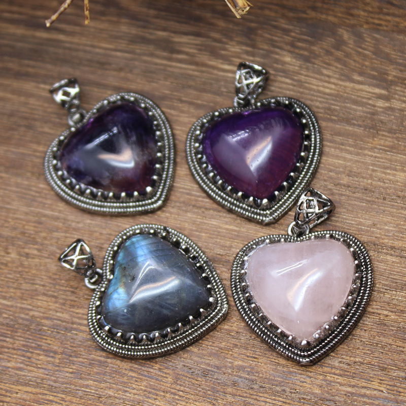 12g Weight Pendant Jewelry Making Type DIY Jewelry Accessories Classification 1 Piece Quantity natural stone Material Heart Shape Pattern Plating Design Vintage Style, Simple Style Style 1 Piece Natural Stone Heart Shape Pendant 9