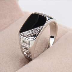 Wish Cross-border Epoxy Ring, European and American Classic Square Men's Ring, Fashion and Economical Factory Wholesale