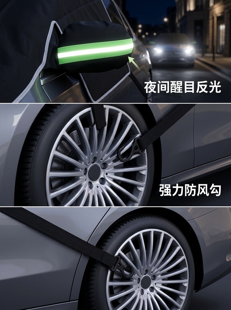 600D Oxford cloth car snow cover for front windshield, anti-freeze cover, frost-proof, snow-proof, winter half-cover car cover